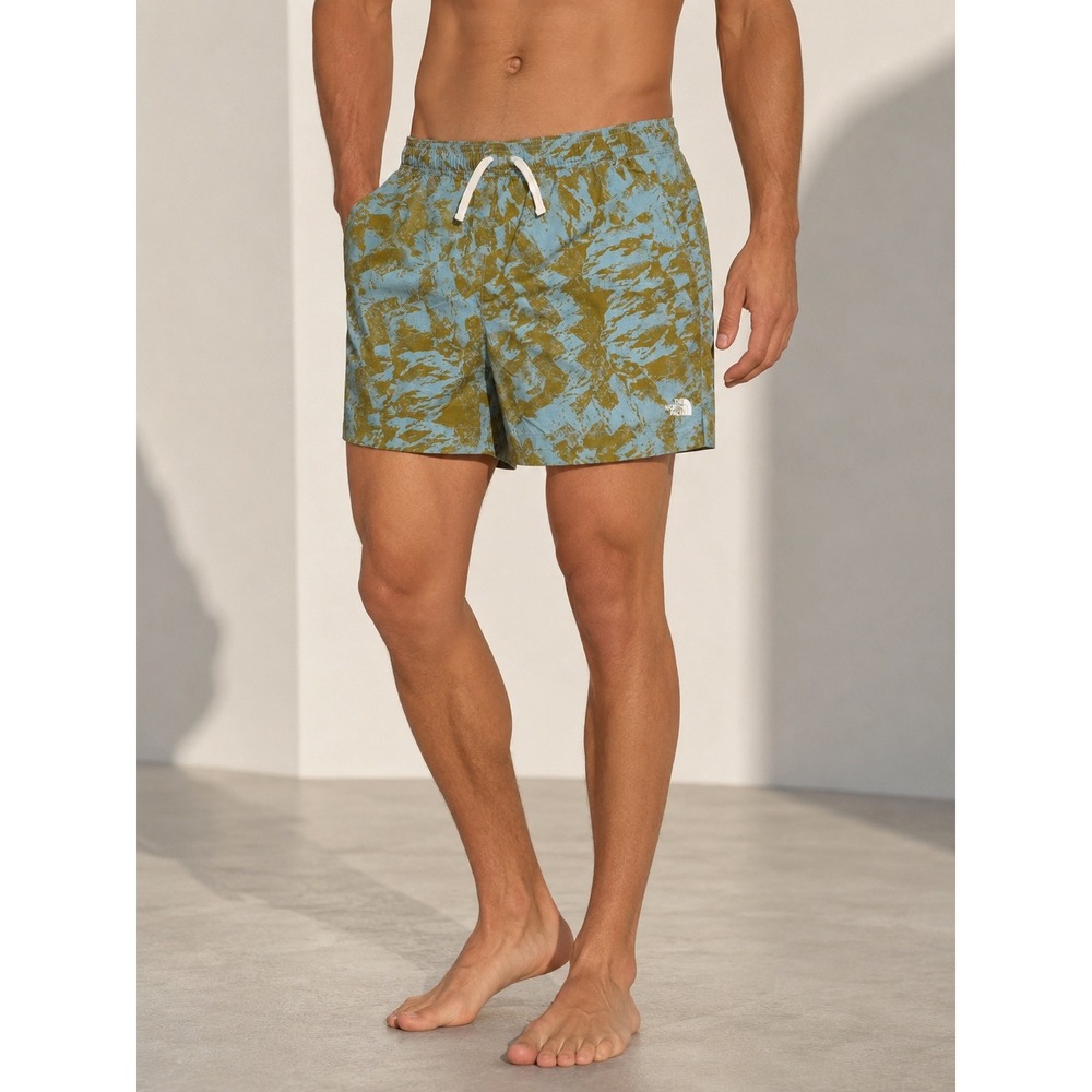 The North Face‎ Mens XL Class V Water Shorts Blue Yellow Abstract Print 5"